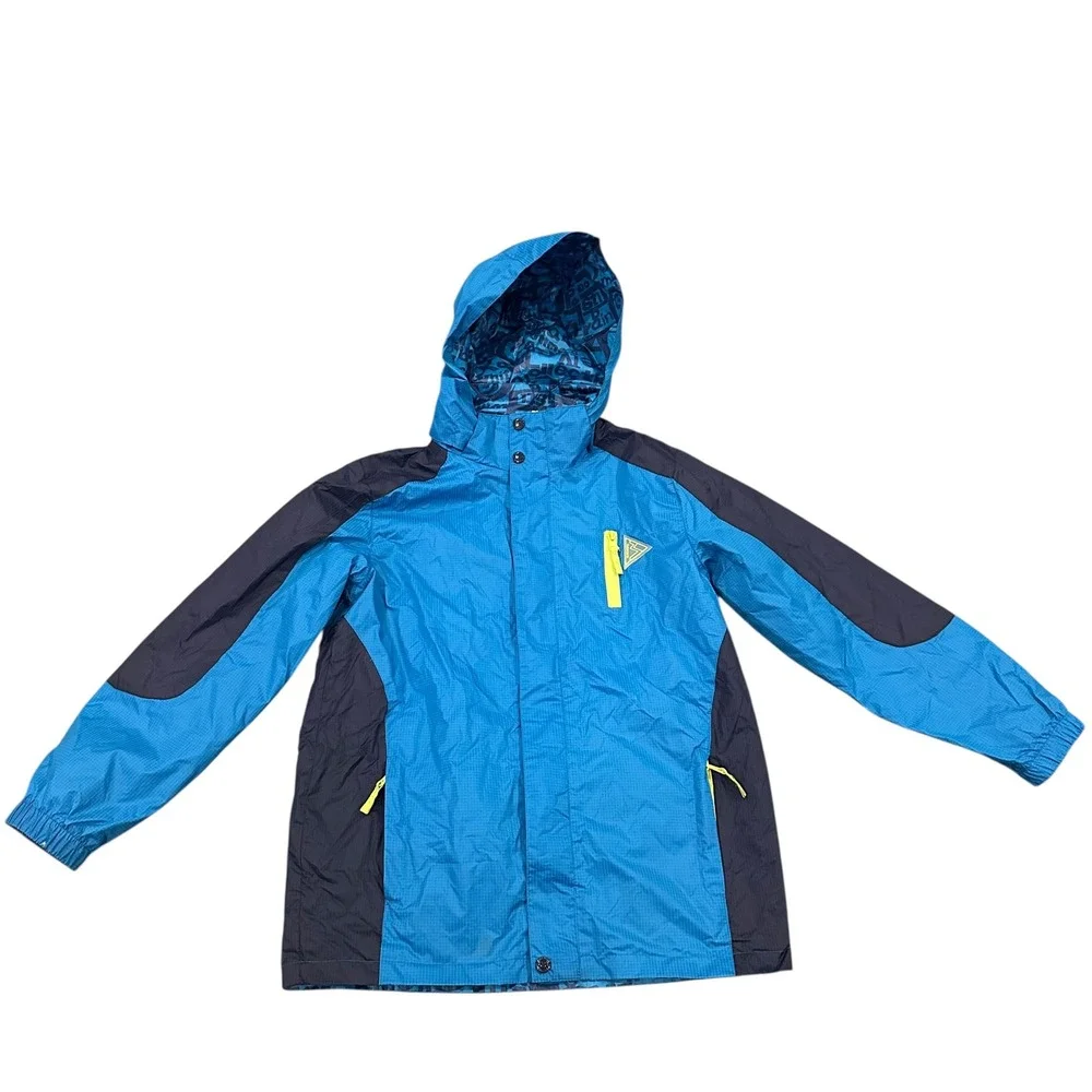 Boys Rain‎ Jacket Hood Waterproof Lightweight Windbreaker Size 13/14 Full Zip